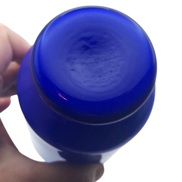 Vintage Hand Blown Cobalt Blue Cased Glass Bottle Vase Mid-Century Modern - Picture 4 of 6